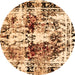 Round Abstract Orange Modern Rug, abs2020org