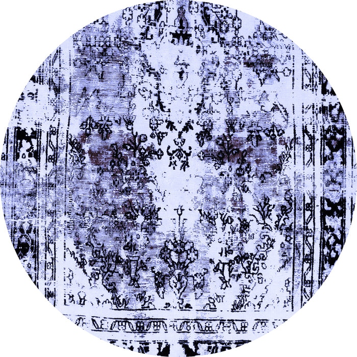 Round Abstract Blue Modern Rug, abs2020blu