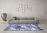 Machine Washable Abstract Blue Modern Rug, wshabs2020blu