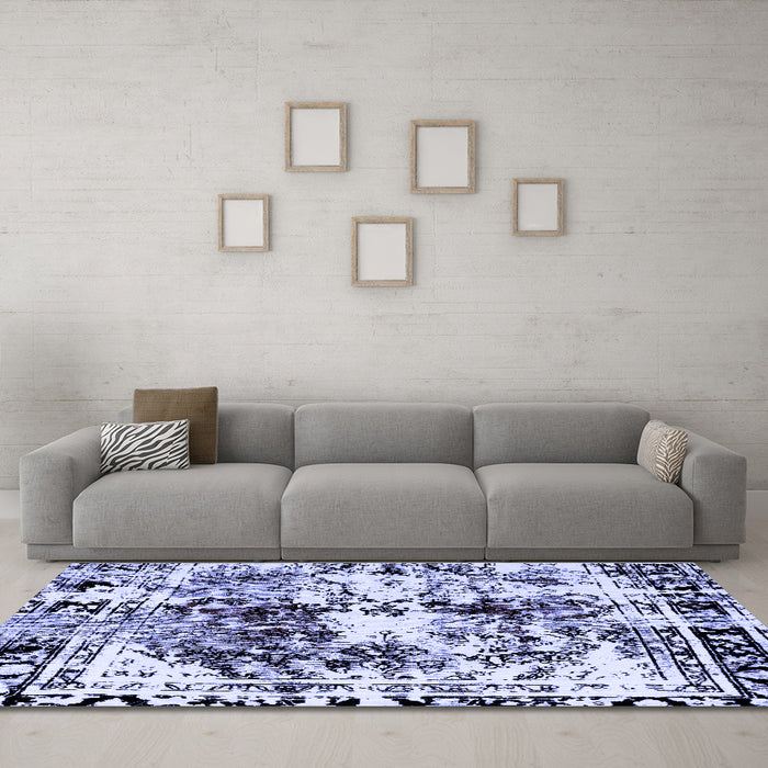 Machine Washable Abstract Blue Modern Rug in a Living Room, wshabs2020blu