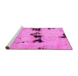 Sideview of Machine Washable Abstract Pink Modern Rug, wshabs2021pnk