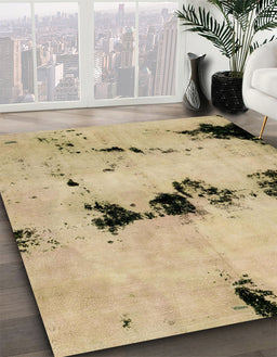 Abstract Yellow Modern Rug in Family Room, abs2021