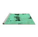 Sideview of Machine Washable Abstract Turquoise Modern Area Rugs, wshabs2021turq