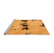 Sideview of Machine Washable Abstract Orange Modern Area Rugs, wshabs2021org