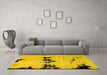 Machine Washable Abstract Yellow Modern Rug in a Living Room, wshabs2021yw