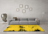 Machine Washable Abstract Yellow Modern Rug, wshabs2021yw