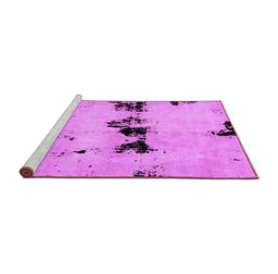 Sideview of Machine Washable Abstract Purple Modern Area Rugs, wshabs2021pur
