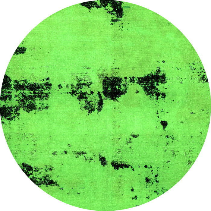 Round Abstract Green Modern Rug, abs2021grn