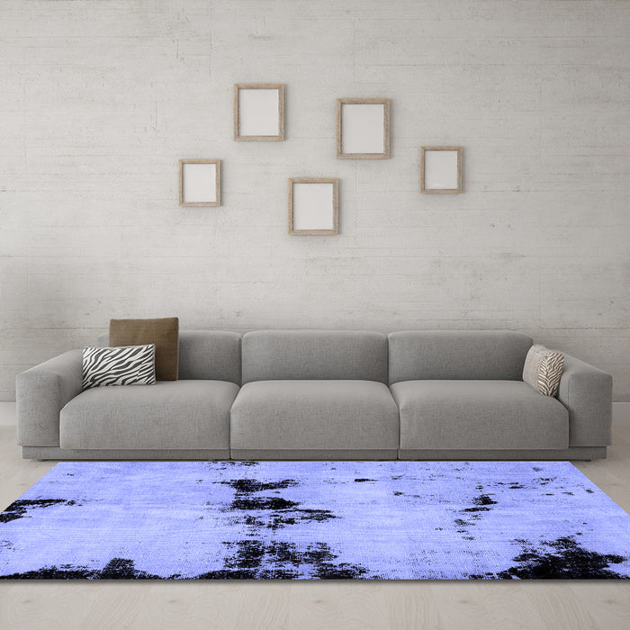 Machine Washable Abstract Blue Modern Rug in a Living Room, wshabs2021blu