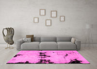 Machine Washable Abstract Pink Modern Rug, wshabs2021pnk