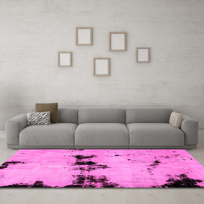 Machine Washable Abstract Pink Modern Rug in a Living Room, wshabs2021pnk