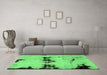 Machine Washable Abstract Emerald Green Modern Area Rugs in a Living Room,, wshabs2021emgrn