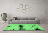 Machine Washable Abstract Emerald Green Modern Rug, wshabs2021emgrn