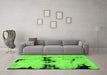 Machine Washable Abstract Green Modern Area Rugs in a Living Room,, wshabs2021grn