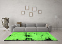 Machine Washable Abstract Green Modern Rug, wshabs2021grn