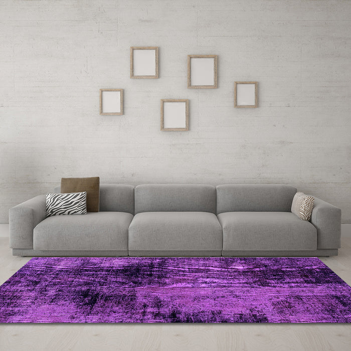 Machine Washable Abstract Purple Modern Area Rugs in a Living Room, wshabs2022pur