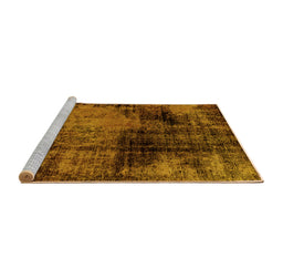 Sideview of Machine Washable Abstract Yellow Modern Rug, wshabs2022yw