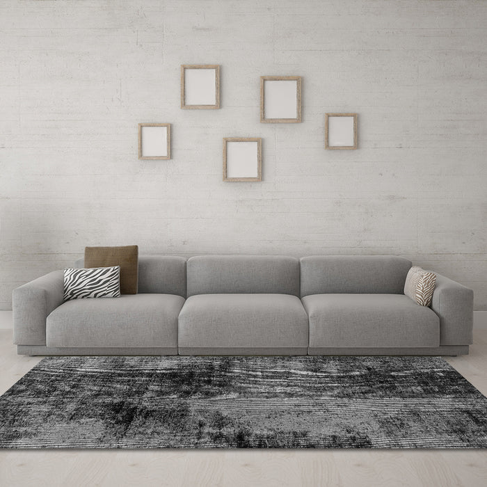 Machine Washable Abstract Gray Modern Rug in a Living Room,, wshabs2022gry