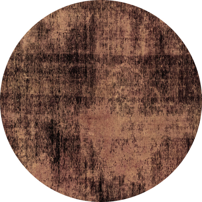 Round Machine Washable Abstract Brown Modern Rug, wshabs2022brn