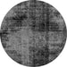 Round Machine Washable Abstract Gray Modern Rug, wshabs2022gry