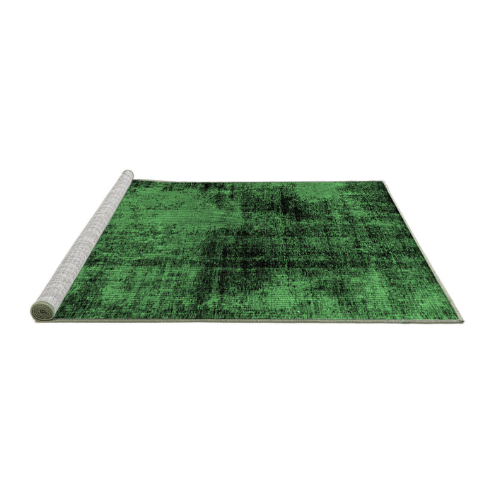 Sideview of Machine Washable Abstract Emerald Green Modern Area Rugs, wshabs2022emgrn