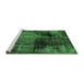 Sideview of Machine Washable Abstract Emerald Green Modern Area Rugs, wshabs2022emgrn