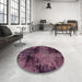 Round Abstract Pink Modern Rug in a Office, abs2022