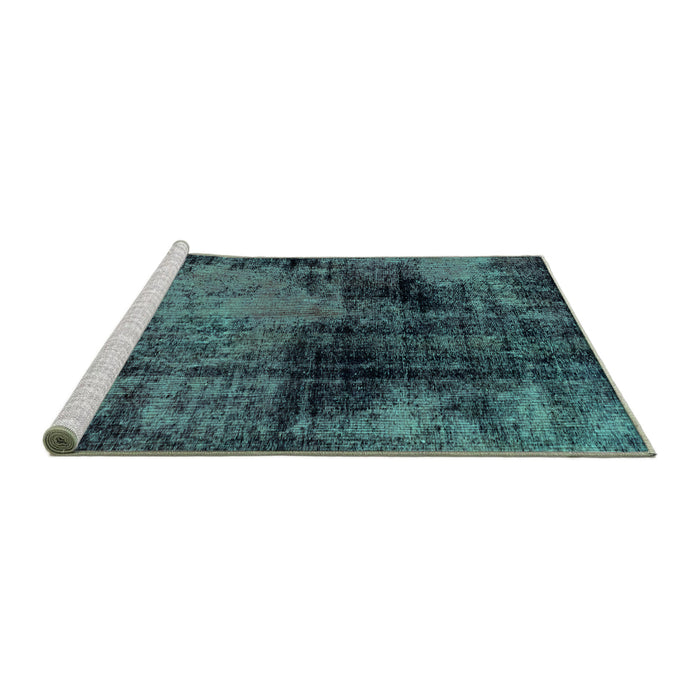 Sideview of Machine Washable Abstract Turquoise Modern Area Rugs, wshabs2022turq