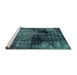 Sideview of Machine Washable Abstract Turquoise Modern Area Rugs, wshabs2022turq