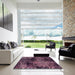 Square Abstract Pink Modern Rug in a Living Room, abs2022