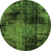 Round Abstract Green Modern Rug, abs2022grn