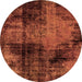 Round Abstract Orange Modern Rug, abs2022org