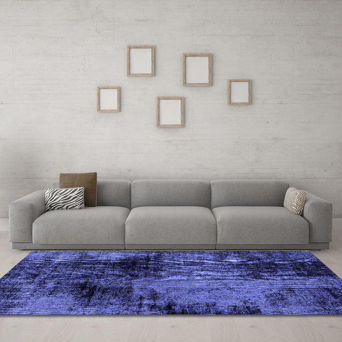 Machine Washable Abstract Blue Modern Rug in a Living Room, wshabs2022blu