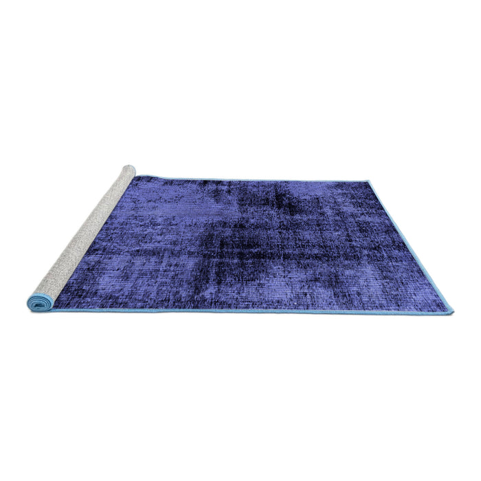 Sideview of Machine Washable Abstract Blue Modern Rug, wshabs2022blu