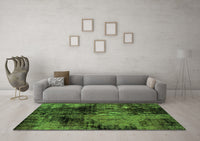 Machine Washable Abstract Green Modern Rug, wshabs2022grn