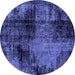 Round Abstract Blue Modern Rug, abs2022blu