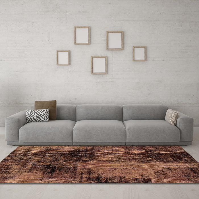 Machine Washable Abstract Brown Modern Rug in a Living Room,, wshabs2022brn