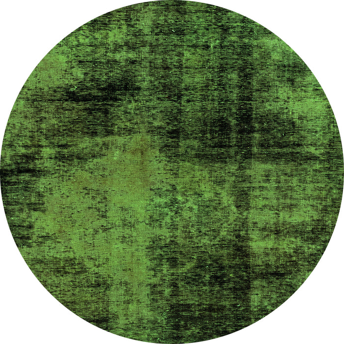 Round Machine Washable Abstract Green Modern Area Rugs, wshabs2022grn