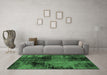 Machine Washable Abstract Emerald Green Modern Area Rugs in a Living Room,, wshabs2022emgrn