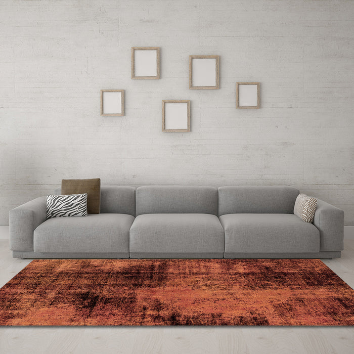 Machine Washable Abstract Orange Modern Area Rugs in a Living Room, wshabs2022org