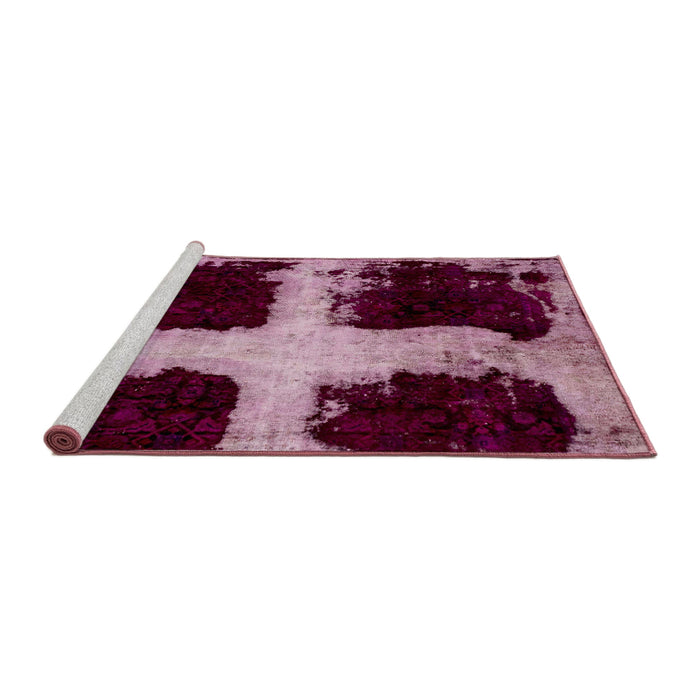 Sideview of Machine Washable Abstract Blush Red Pink Rug, wshabs2023