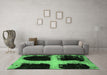 Machine Washable Abstract Emerald Green Modern Area Rugs in a Living Room,, wshabs2023emgrn