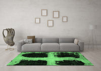 Machine Washable Abstract Emerald Green Modern Rug, wshabs2023emgrn