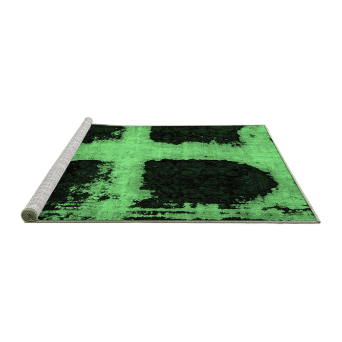 Sideview of Machine Washable Abstract Emerald Green Modern Area Rugs, wshabs2023emgrn