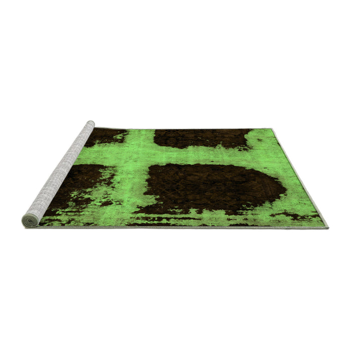 Sideview of Machine Washable Abstract Green Modern Area Rugs, wshabs2023grn
