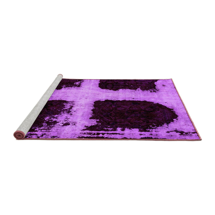 Sideview of Machine Washable Abstract Purple Modern Area Rugs, wshabs2023pur