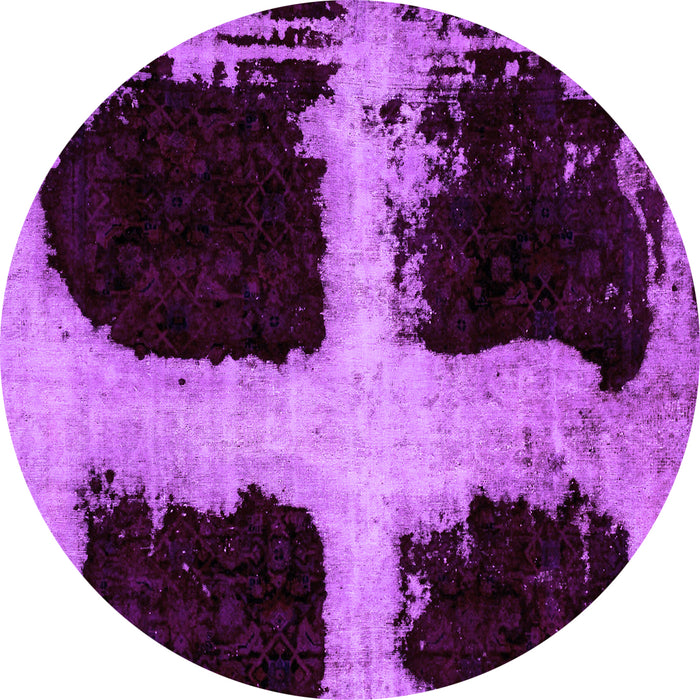 Round Machine Washable Abstract Purple Modern Area Rugs, wshabs2023pur