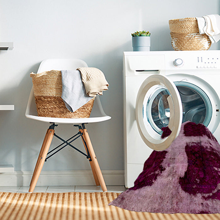 Machine Washable Abstract Blush Red Pink Rug in a Washing Machine, wshabs2023