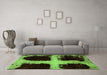 Machine Washable Abstract Green Modern Area Rugs in a Living Room,, wshabs2023grn