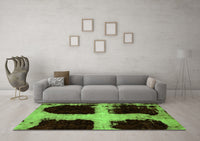 Machine Washable Abstract Green Modern Rug, wshabs2023grn